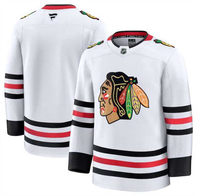 Mens Chicago Blackhawks Blank White 2024-25 Away Stitched Hockey Jersey Dzhi